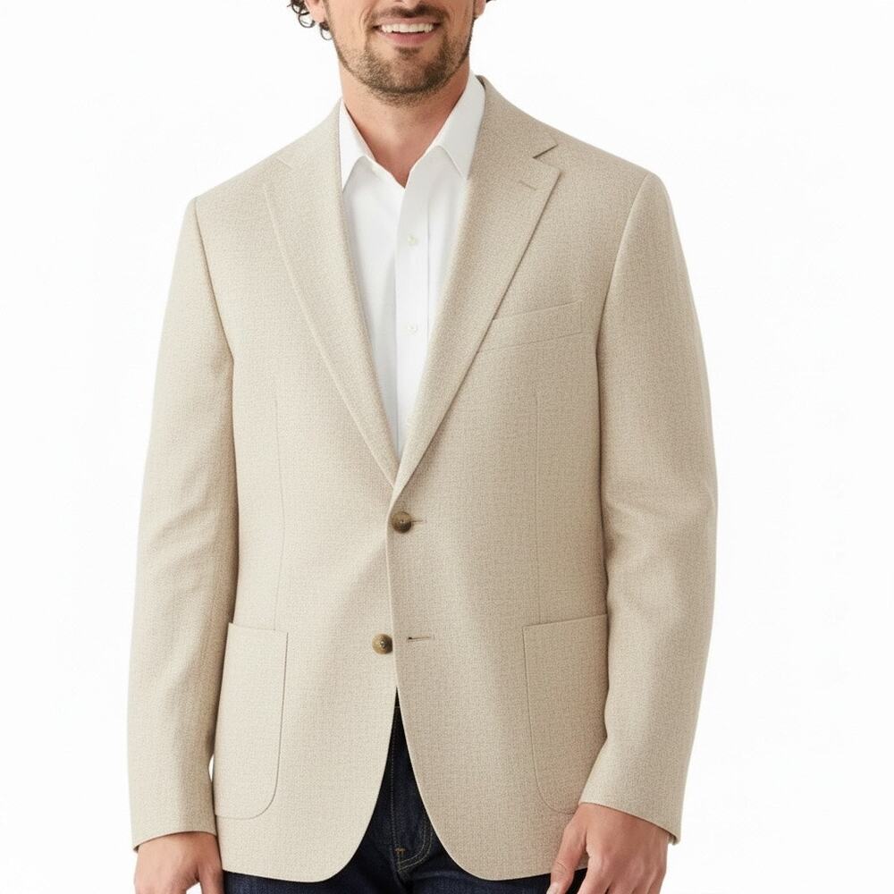Michael Kors Mens Linen Blend Sport Coat Oatmeal 2 Button Classic Fit Blazer 44L